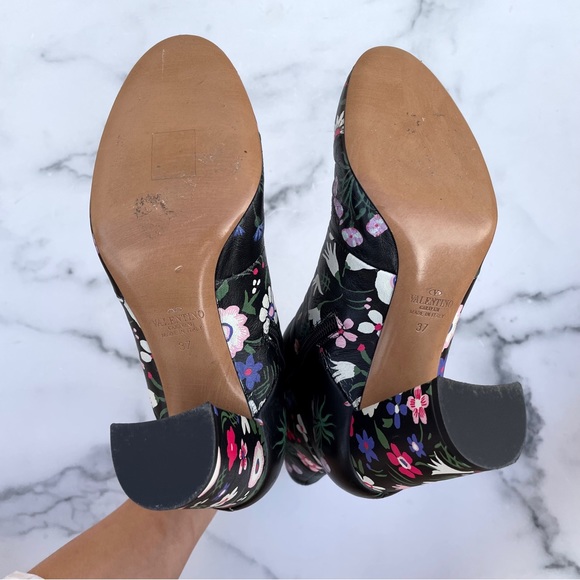 Valentino Camugarden paneled floral leather mid-calf boots size IT 37 US 7 - Picture 11 of 16